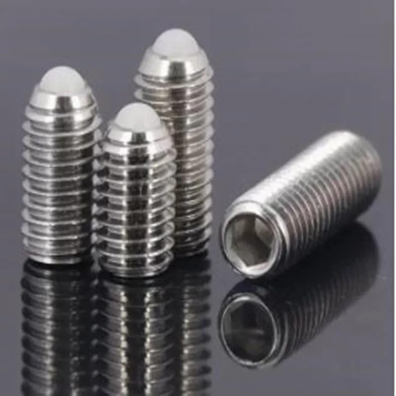 5/10 pz 304 POM Sfera Acciaio Inox Esagono Incassato Allen Molla Sfera Pistone Punto di Grano Vite di Fissaggio POM Acciaio Inox(20mm,M5 10pcs)