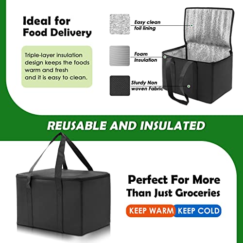 DAREKUKU 3 Pack Reusable Grocery Bags, Foldable Washable Shopping Bags For Groceries With Reinforced Bottom & Handles (2 Grocery Tote Bags + 1 Insulated Cooler Bag)