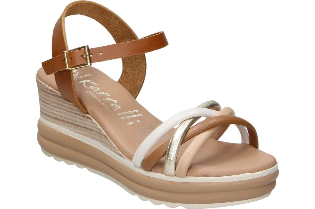 I Sandalias de Piel Mujer – Sandalia de Verano con Hebilla – Cuña Alta y con Plataforma – Versátiles y Cómodas – Estilosas – Modelo 5994