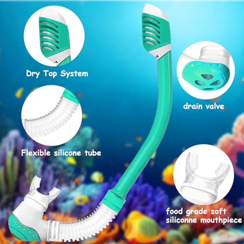 Vvinca Kids Snorkel Set For Age 4-14 - Dry Top Snorkeling Gear For Kids Junior & Youth - Childs Diving Mask With Big Eyes For Boys Girls thumb #4