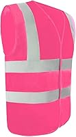 Vista 3 de ZUJA Chaleco de seguridad reflectante de neón con tiras reflectantes de 2 pulgadas ANSI Clase 2, chaleco de construcción de alta visibilidad
