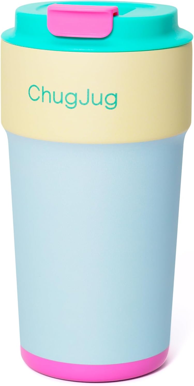 16 oz Travel Coffee Mug with Ceramic Coating, Leak-Proof Vacuum Insulated Coffee Tumbler with Lid, Reusable Double Wall Stainless Steel Travel Cup for Hot& Cold Drinks (Teal)