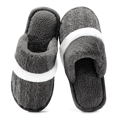 Image of GOEWY Cozy Slippers for Women Indoor and Outdoor Fuzzy House Shoes with Memory Foam Anti-Skid Sole Gifts for Women Mom Ladies