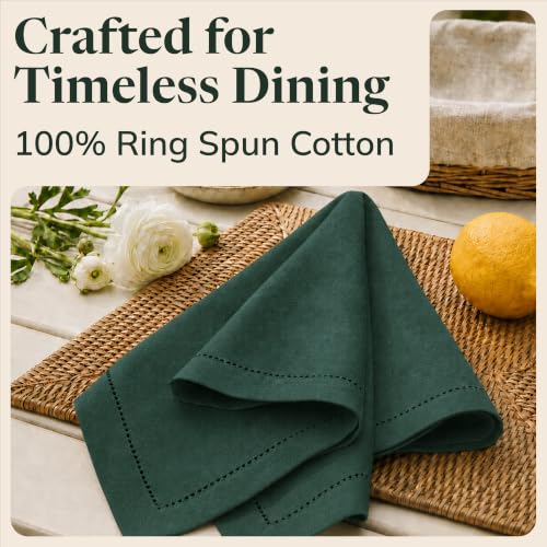Threadvista Green Hemstitch 100% Cotton Dinner Napkins, Set of 12, 18x18 by Threadvista - Used condition - Image 2