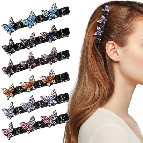 Pinzas para cabello trenzado con piedras de cristal 6 pcs miniatura 1