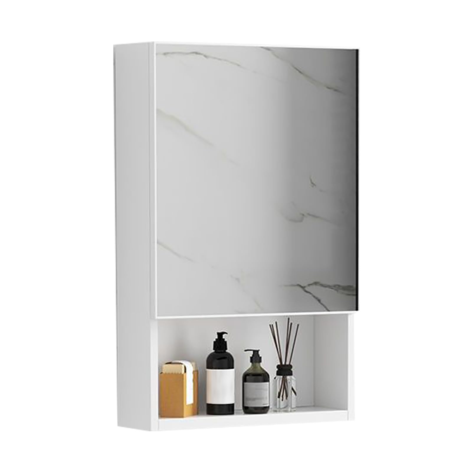 FGXHHS Wall-Mounted Medicine Cabinet with Mirror & Shelves - Stylish White Bathroom Storage Solution, Rectangular Design (40x65x11cm) for nized Space