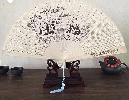 年代物　木製　白檀透かし彫り扇子　香木　中国結び　お守り　壁掛け 年代物 木製 白檀透かし彫り扇子 香木 中国結び お守り 壁掛け