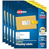 Avery Shipping Address Labels, Inkjet Printers, 1,250 Labels, 2x4 Labels, Permanent Adhesive, TrueBlock (5-pack 8163)