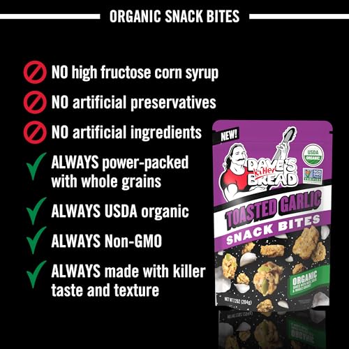Dave's Killer Bread Toasted Garlic Organic Snack Bites, Garlic Organic Snacks, 7.2 oz - image 3
