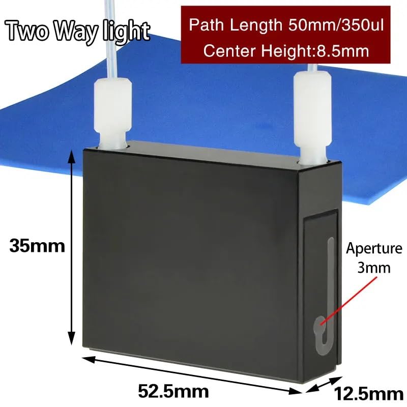 1pcs Quartz Flow Cuvette Path Length 50mm Center Height 8.5mm Thre