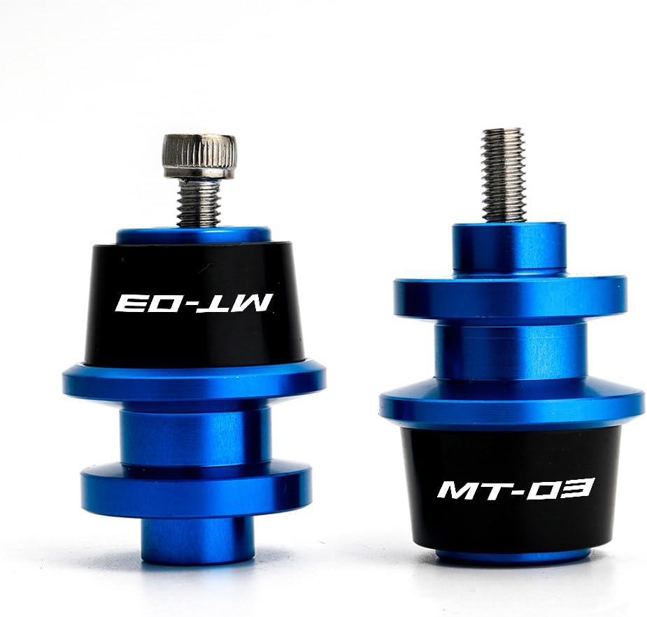 MOWOK Fit For YAMAHA MT03 MT-03 2015 2016 2017 2018 2019 2020 2021 2022 2023 2024 2025 Motorcycle Accessories 6MM Swingarm Spools Slider M6 Stand Screws (Blue)