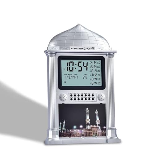 Eyes.sys Praying Azan Alarm Clock With Complete Azan For Usa Muslim Islamic Prayer Clock Wall Hanging/Desktop Clock Namaaz Reminder Digital Backlight Screen(Automatic/Silver) Ramadan Gift Ey_Mcs2 #TOP1