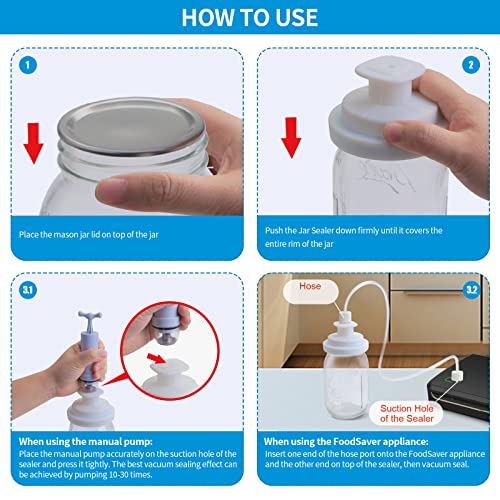 Daika Jar Sealer And Accessory Hose Compatible With Foodsaver Vacuum Sealer, Vacuum Sealer Kit For Wide-Mouth & Regular-Mouth Mason-Type Jars (With A Manual Portable Vacuum Pump) #TOP5