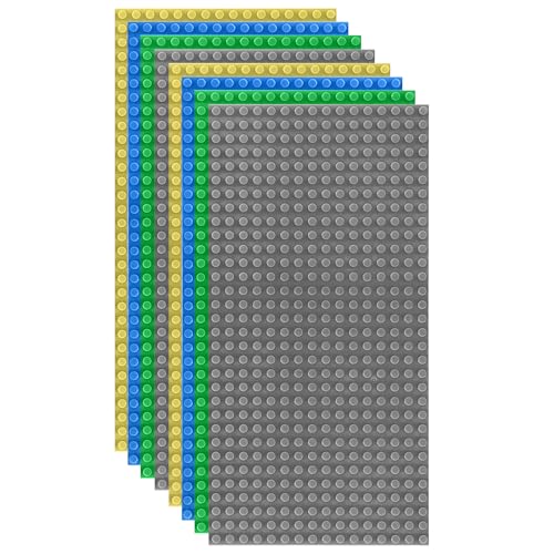 HUIZDQ 8 Stück Klassische Grundplatten für Bauklötze 100% kompatibel mit Allen großen Marken mit 32 X 16 Noppen Mehrfarbig