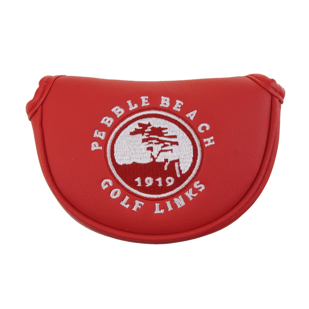 GOOACTION Golf Club Small Mallet Putter Cover Pebble Beach Stars and Stripes USA American Flag Pattern Design Magnetic Synthetic Leather Red Golf Club Mid Putters Headcover