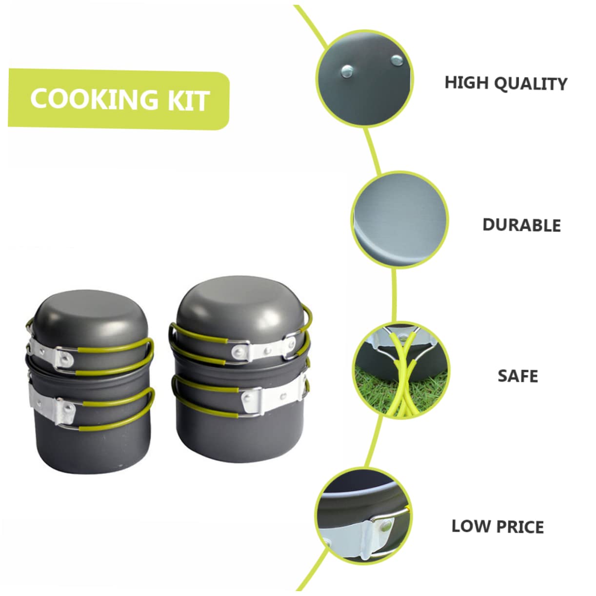 1Set Alloy Camping Cookware Outdoor Cooking Utensils for People Lightweight and Camping Supplies for Hiking and Picnics