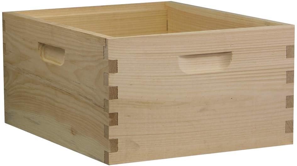 10-Frame Deep Brood Box (Unassembled w/Frames & Foundations) – Amish-Crafted White Pine Langstroth Hive Body – Finger-Jointed, Durable & Sustainable Beekeeping Equipment