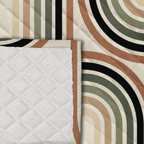 Image of Decorian Premium Soft Quilted Velvet Sofa Cover Mat, Sofa Seat Runner For Couch (Semi Circle Lines, 2 Seater),Multicolour