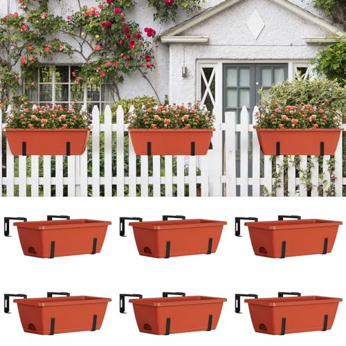 Eteli Railing Planter Box With Metal Hanging Brackets 6 Pack Adjustable Window Boxes Planters Balcony Deck Rail Planter Boxes For Flower Outdoor Indoor thumb #7
