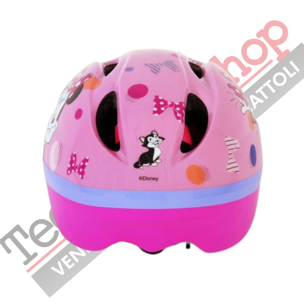Tecnobike Shop Caschetto Casco Bici per Bambina Bicicletta Volare Disney Minnie Omologato Misura Regolabile 52/56 cm