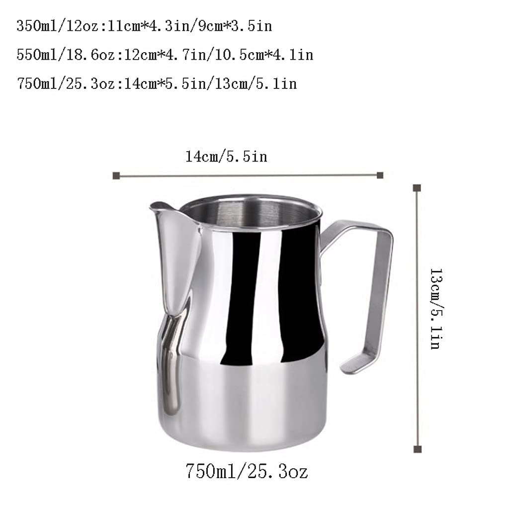 Dzbanek do spieniania mleka Duża pojemność Milk Frothing Dzbak Ze Stali Nierdzewnej Pożuter Kawa Espresso Maszyna Akcesoria Latte Art Barista Tools Poręczny (Rozmiar : 550ml)