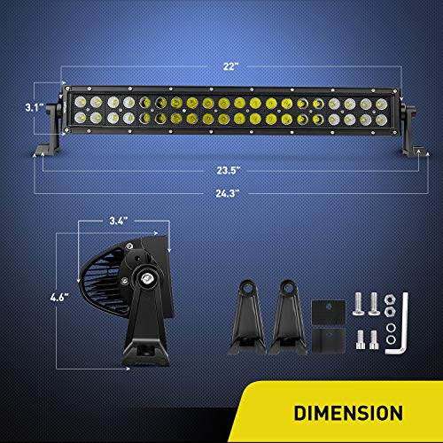 Image of Nilight - NI07B-120W 22 inch 120w LED Light Bar Flood Spot Combo Driving Lights Fog Lamp off road led lights for SUV ATV Truck 4x4 Boat ,2 Years Warranty