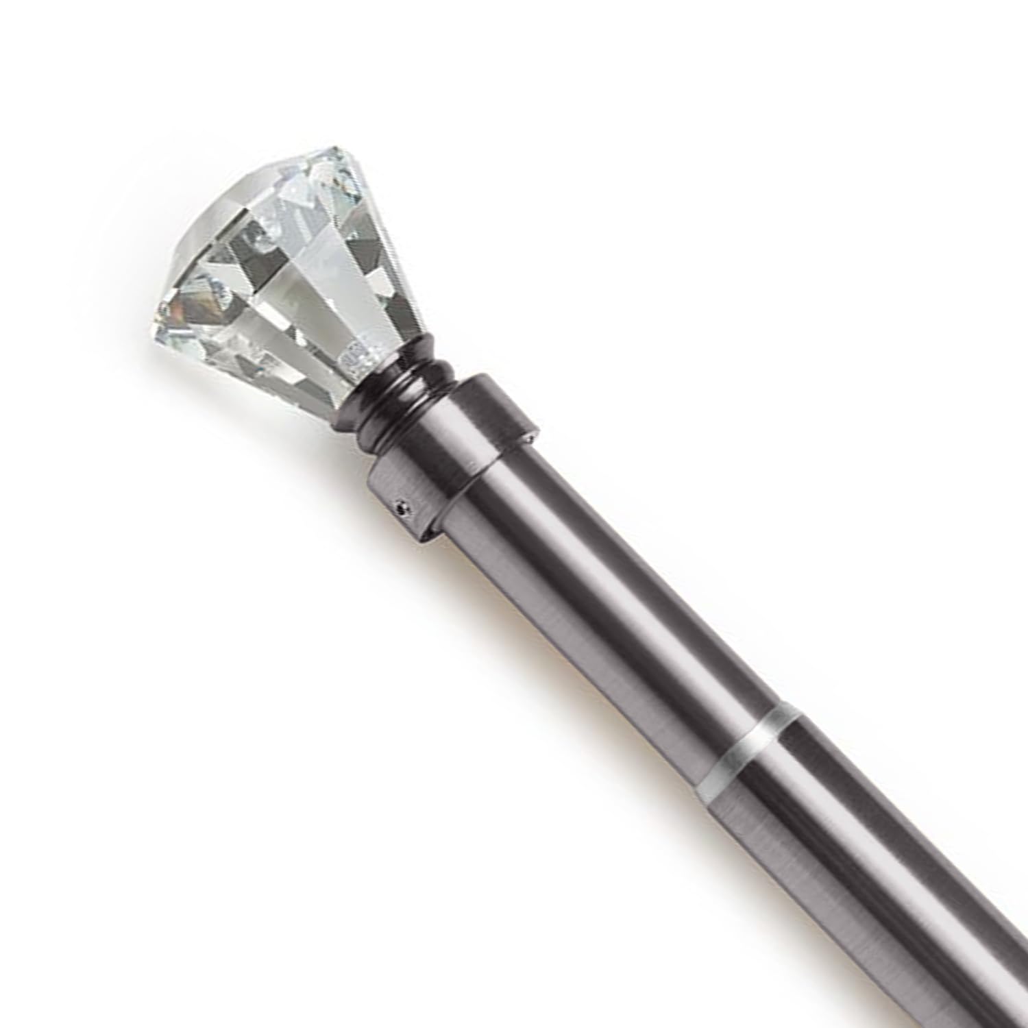 Oxford Homeware Extendable Curtain Poles Sapphire Crystal Black Nickel 120 to 210CM Adjustable Curtain Pole for Eyelet Curtains Rod with Rings, Brackets & Fittings Set