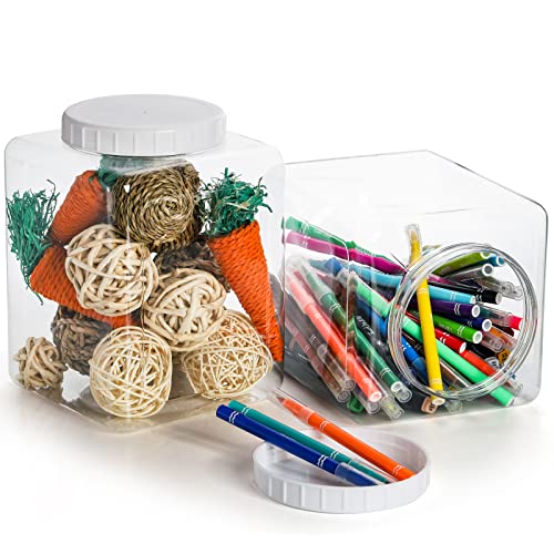 Elsjoy 2 Pack 1.3 Gallon Plastic Jars, Plastic Gallon Containers With Lids, Large Square Plastic Food Storage Jar For Kitchen, Dry Food, Snack #TOP3