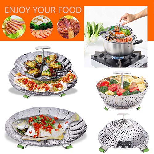 image for LHS Food Steamer Basket, Double Layer Stainless Steel Kitchen Steamer 