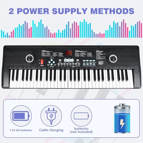 image for PWNLDY 61 key keyboard Piano, Portable Electronic Digital Piano, Built