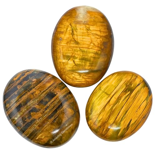 Image of Amazing Gemstone Nellite Crystals, Healing Stones - Large Palm Stone Crystals Piedra- for Good Luck, Balanced Positive Energy, Meditation - Unique Stocking Stuffers, Birthday Gifts for Women, Men