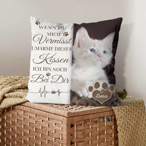 Alienc Personalisierbares Gedenkkissen für Hund oder Katze – Erinnerungs-Geschenk bei Verlust eines Haustiers – Optional mit Füllung – Personalisiertes Trauerkissen