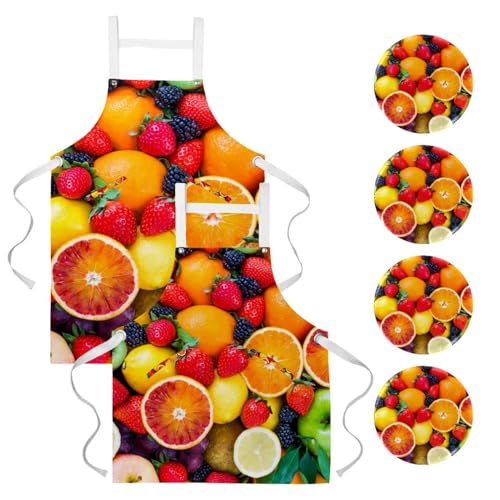 Tablier de cuisine pour pâtisserie et nettoyage de la maison motif orange