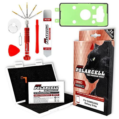 PolarCell Batería de repuesto para Samsung Galaxy S10e | 3250mAh | SM-G970F | SM-G970U | SM-G970W con juego de herramientas y adhesivo de marco | S10e DuoS SM-G970F/DS | celdas de calidad A+