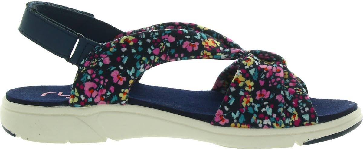 Ryka Womens Floral Floral Hook & Loop Slide Sandals Navy 7 Medium (B,M)