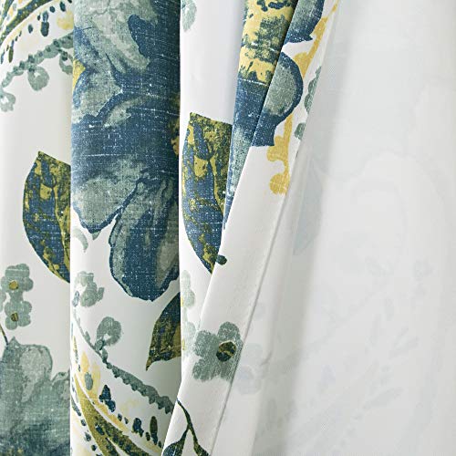 Lush Decor, Blue Floral Paisley Room Darkening Window Curtain Panel Pair, 95" x 52", W 52" x L 95" (2 Panels) - Image 4