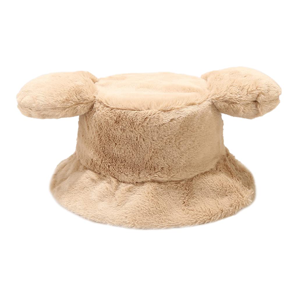 Big Ear Solid Color/Print Autumn Winter Faux Plush Hat Outdoor Trend Fisherman Casual Warm Hat