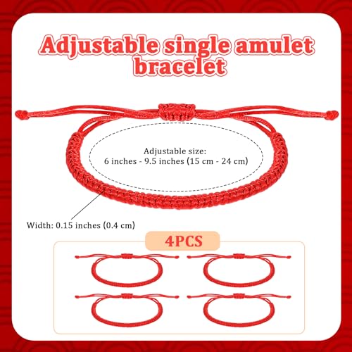 Red String Bracelet, 4Pcs Kabbalah Red Bracelets for Women Men, Waterproof Nylon Adjustable Protection Bracelet for Gifts Good Luck Charm Energy2