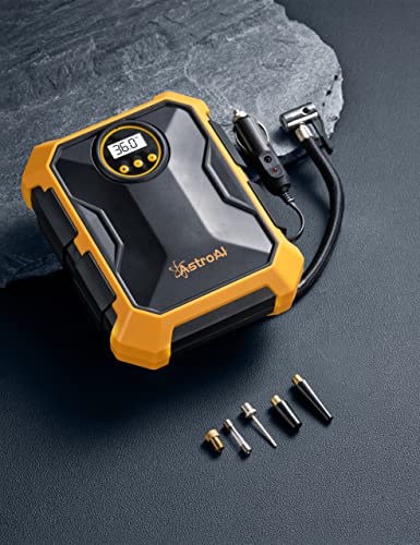 Astroai Tire Inflator Air Compressor 12V Dc Portable Air Compressor Car Accessories Auto Tire Pump 100Psi With Led Light Digital Air Pump For Car Tires Bicycles Other Inflatables Yellow #TOP7
