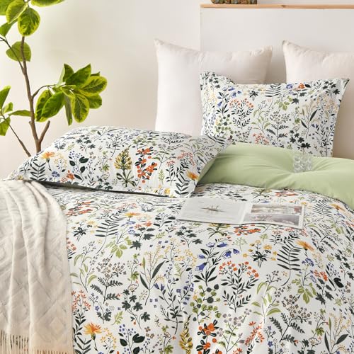 Parure de lit vert 200x200 microfibre douce et infroissable avec zip invisible