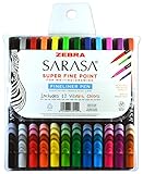 Zebra Pen Sarasa Fineliner Marker Pen, Needle Point, 0.8mm, Assorted Ink Colors, 12-Pack