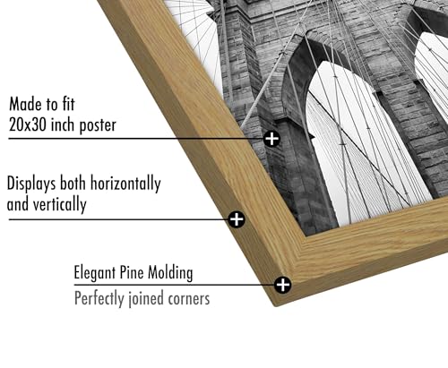 Americanflat 20x30 Poster Frame with Polished Plexiglass - Wide Picture Frames Made of Engineered Wood for Vertical or Horizontal Wall Display - Epic Collection - Pine