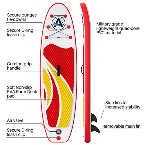 awesafe Aufblasbares SUP Board 305×80×15cm, Rot - 4