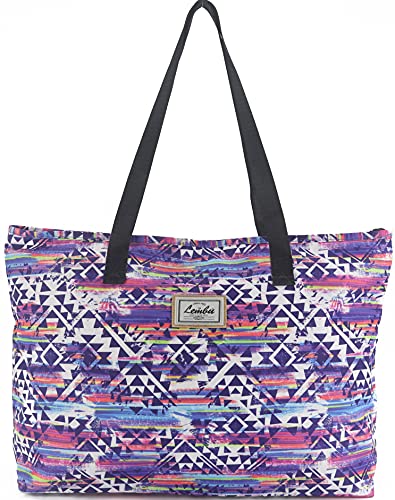 Stylish Tote Bag Large Travel Shoulder Beach School Work Travel Gym Shopping (Rainbow Stripes)