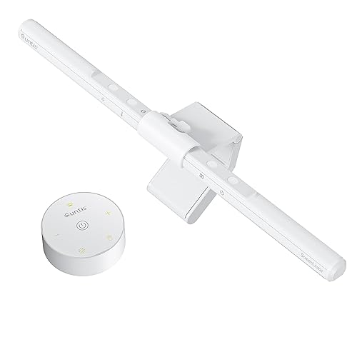 Quntis Monitor Light Bar Pro White, Eye-Care No Glare USB Computer Lamp, Stepless Dimming & Auto-Dimming Brightness, Dual Control, Modern Aesthetic Space Saving Desk Accessories Office Gaming Reading - ScreenLinear Pro White