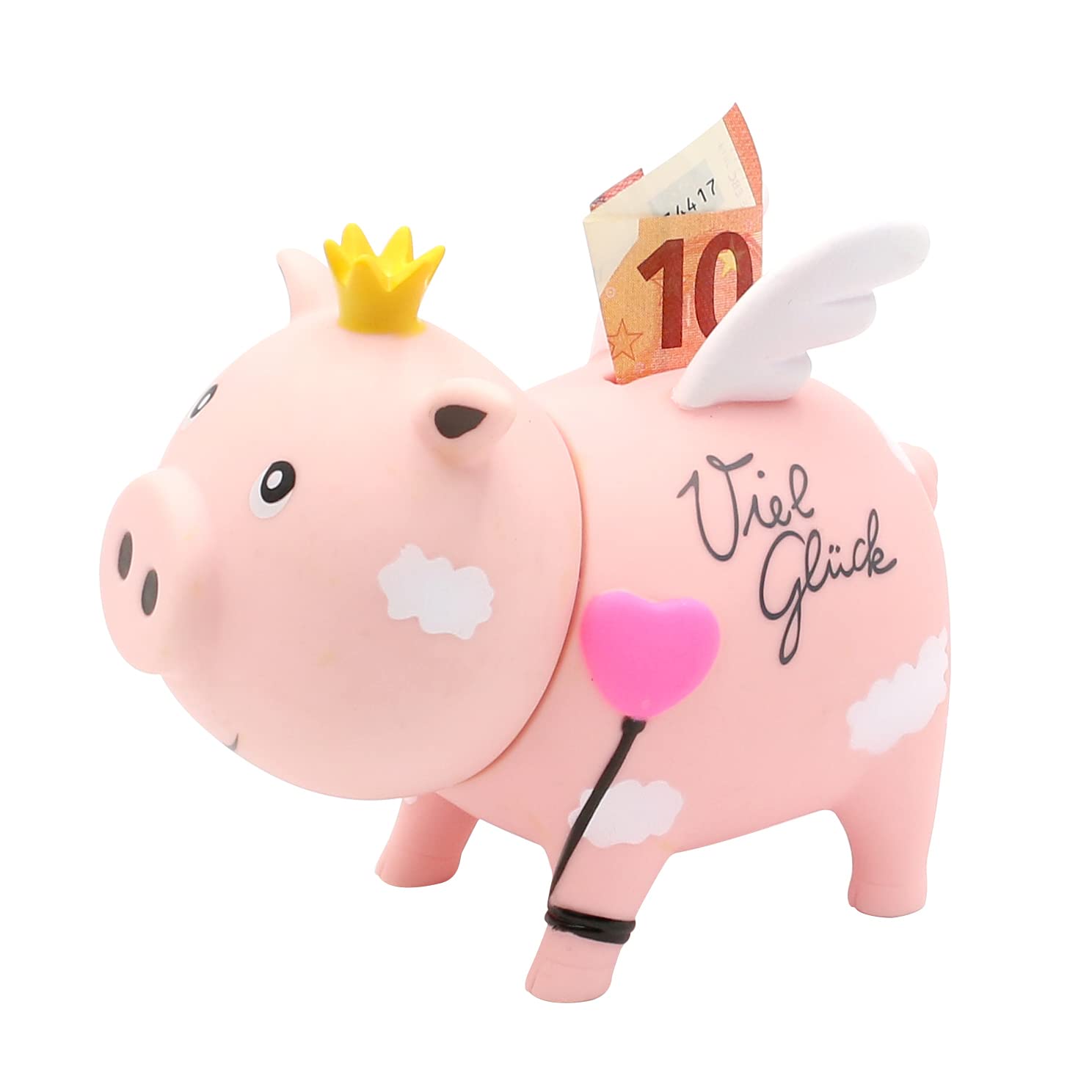 Tirelire cochon rose plastique 16cm Viel Glück boîte de rangement monnaie maison