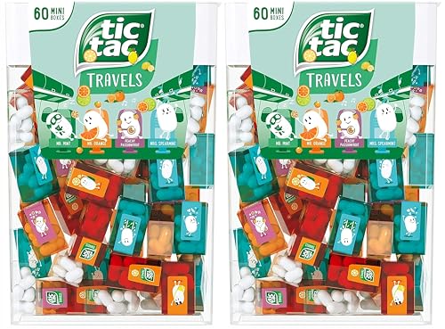 Bulk Travels Mini Packs candy Individual Assorted Flavor Candies Packets Large Spender Box (120 Mini Packs - Mint Orange Spearmint Peachy Passionfruit)