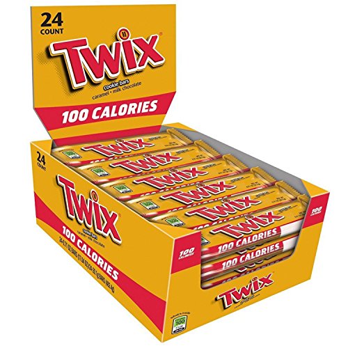 Twix 100 Calories Caramel Chocolate Cookie Bar Candy 0.71-Ounce Bar 24-Count Box