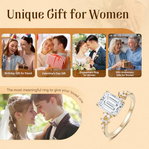Zoesky 3CT Engagement Rings for Women Princess Cut 5A Cubic Zirconia Wedding Promise Rings for Her Women Jewelry for Christmas Birthday Gift for Women (5) - image 6