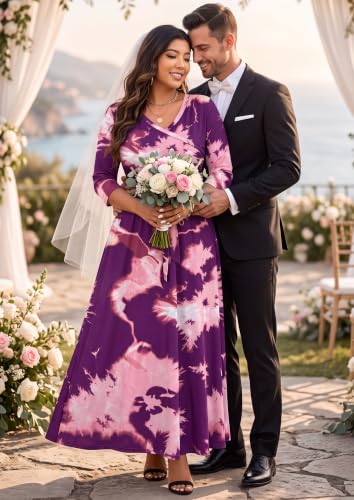 Image of Runwind Plus Size Maxi Dress for Curvy Women Flowy Wrap with Pockets